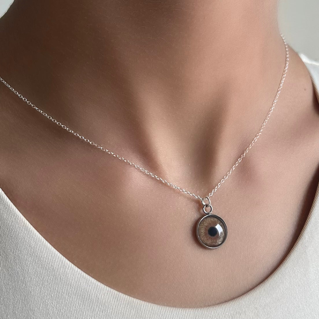 Silver Plain Eye Necklace