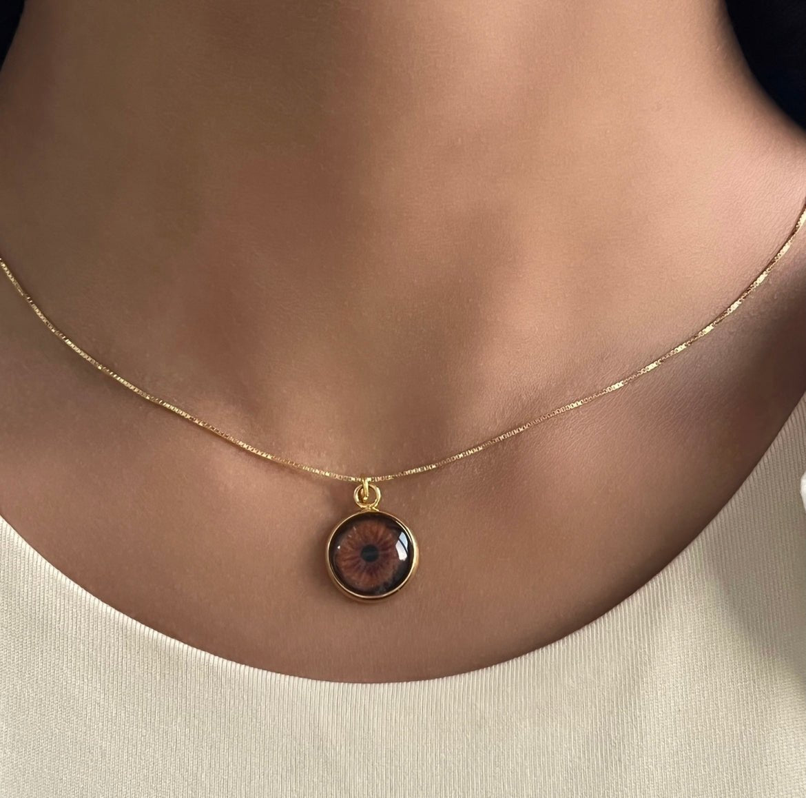 Gold Box Eye Necklace - #shop_name