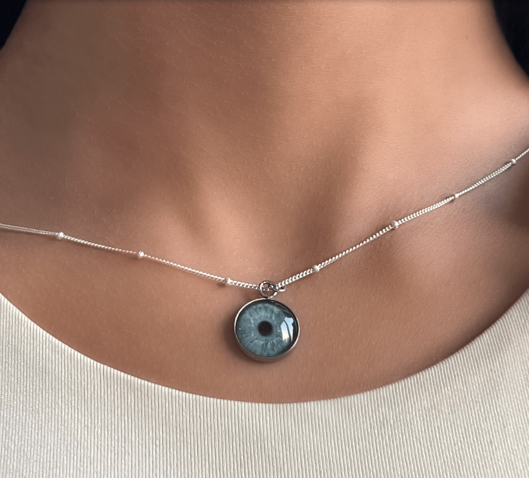 Silver Ball Eye Necklace - #shop_name