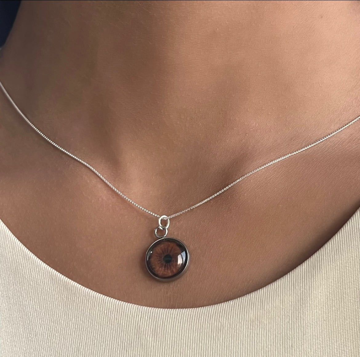 Silver Box Eye Necklace - #shop_name